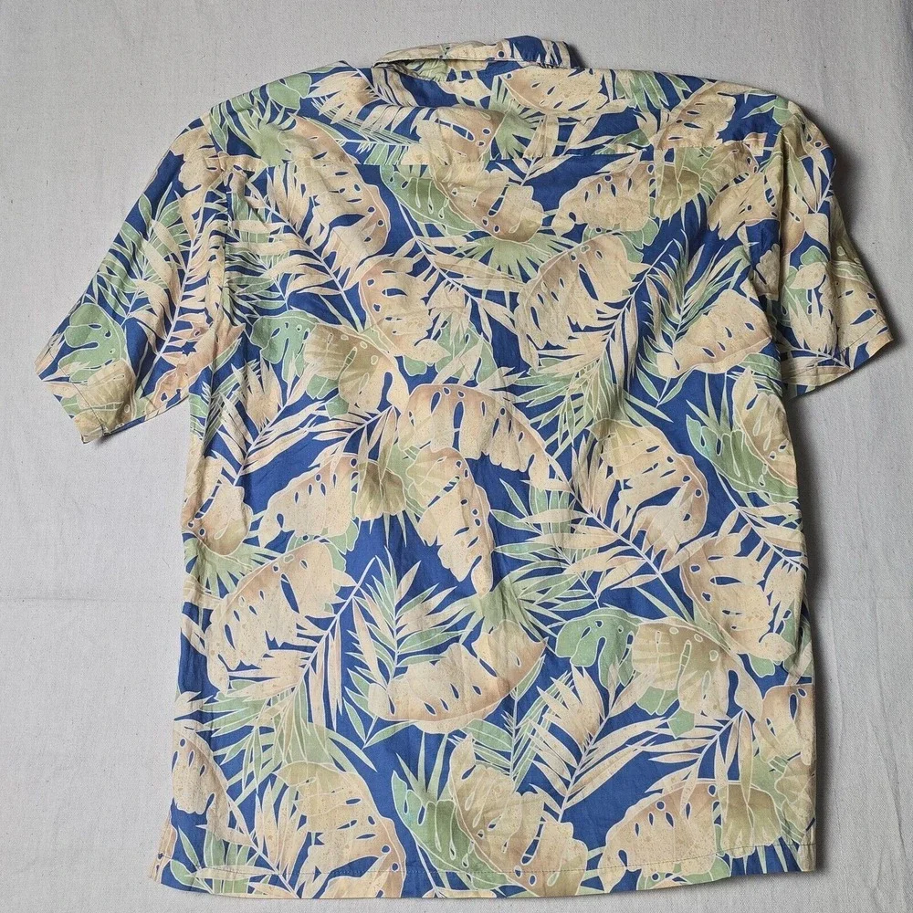 Tori Richard Hawaiian Shirt XL Short Sleeve 100% Cotton Blue/Green Leaves USA - Picture 14 of 16